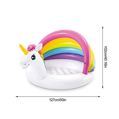 Rainbow Unicorn Inflatable Swimming Baby Pool | With PVC Canopy 