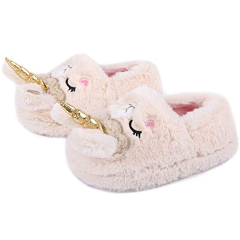 Girls Novelty Unicorn Slippers | Soft & Fluffy | Pink
