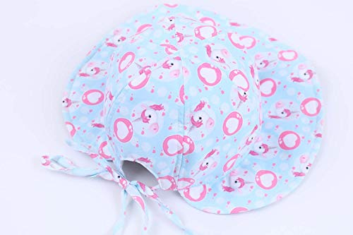 Baby Girls Unicorn Sun Hat - Adjustable Chin-Strap for Baby, Toddler 6-12 Months