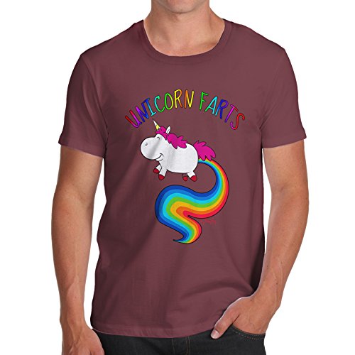 Men's Rainbow Unicorn Farts Uni-Farts | 100% Cotton T-Shirt | Burgundy