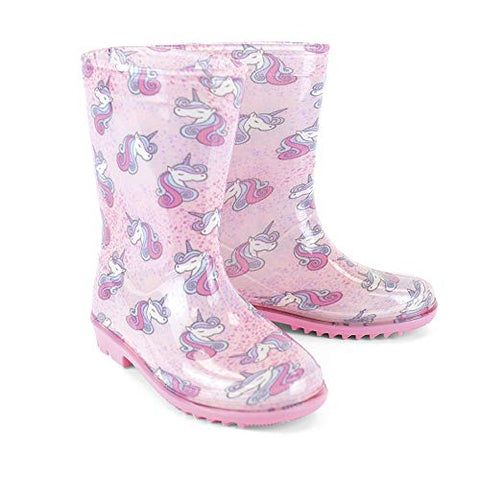 Kids Girls Wellington Boots | Unicorn Design | Pink