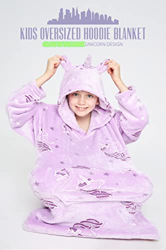 Kids Oversized Hoodie Blanket | Unicorn Design