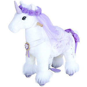 PonyCycle Toy | Girls | Unicorn Ride On Toy | White & Lilac Plush 