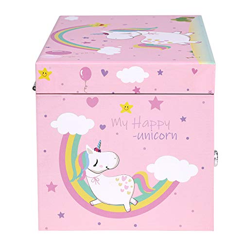 My Happy Unicorn Jewellery Box Rainbow Clouds Design Pink 