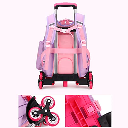 School Bags Rolling Backpacks Children Trolley Backpack Schoolbag with Six Wheels Climbing Stairs Unisex Children Satchel for School Sports Outdoors Travel