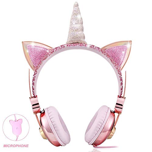 Unicorn Horn & Ears Headphones Rose Gold Pink
