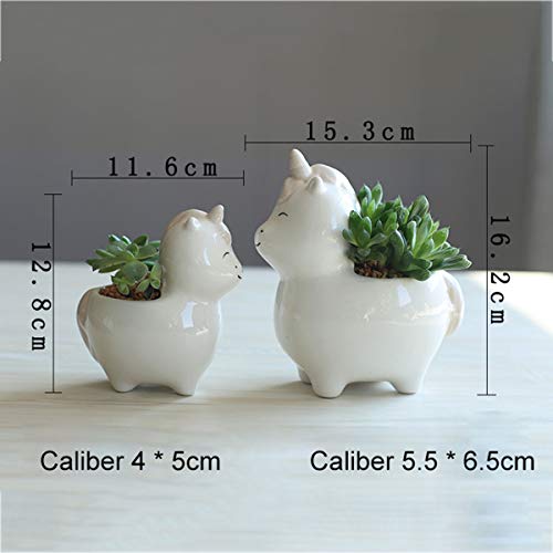 Cute Ceramic Unicorn Bonsai Plant Pot Flower Planter Set