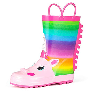 Girls Non-Slip Rubber Rain Boots | Multicolor | Rainbow Unicorn
