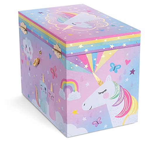 Rainbow Unicorn Large Musical Jewellery Box | With 4 Pull-out Drawers ...