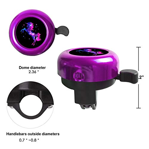 Cosmic Unicorn Bike Bell Bicycle Bell, Bike Bells Suitable for All People, Crisp Loud Melodious Sound, Mountain Bike Bell, Road Bike Bell - Purple.