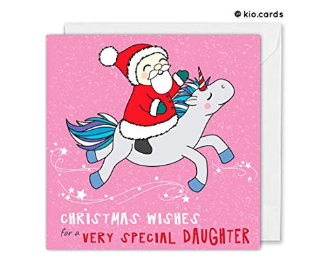 Daughter Christmas Card | Santa & Unicorn | Unicorn Lover Gifts