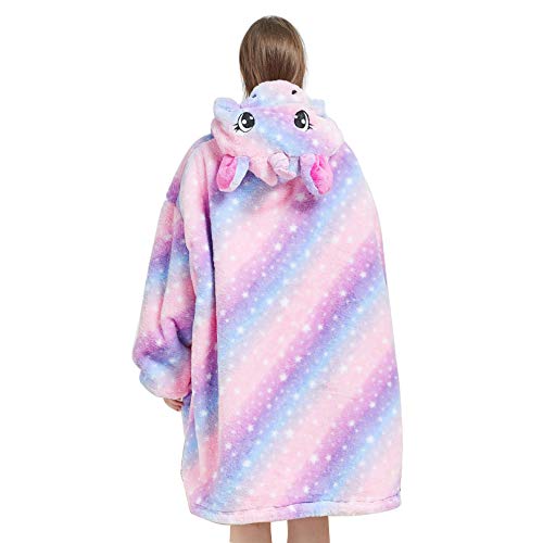 Rainbow Pastel Coloured Unicorn Hooded Top Oversized 