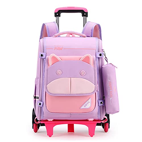 School Bags Rolling Backpacks Children Trolley Backpack Schoolbag with Six Wheels Climbing Stairs Unisex Children Satchel for School Sports Outdoors Travel