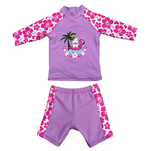 Unicorn pink and purple two piece swimming costume