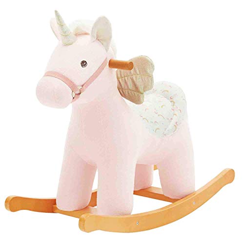 wooden unicorn rocking horse white