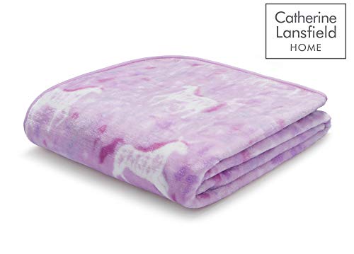Pink Unicorn Design Bed Throw