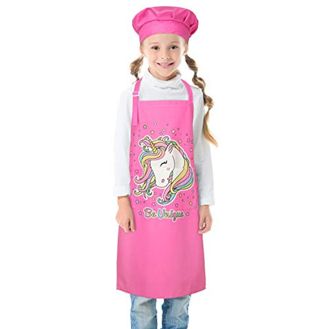 Pink Kids Unicorn Apron & Chefs Hat | Unicorn Gift Idea 