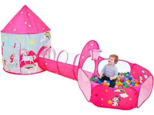 Children's Unicorn Play Tent House & Pop Up Tunnel | For Indoor & Outdoor 