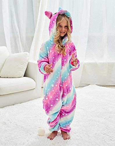 Girls Cute Unicorn Stars Onesie Multicoloured Pink White Turquoise