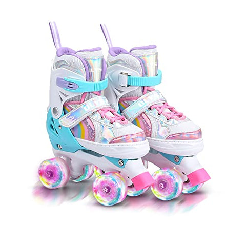 Rainbow Unicorn Adjustable Roller Skates | Kids | Light Up Wheels