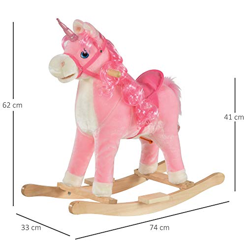Pink Plush Unicorn Rocking Horse 