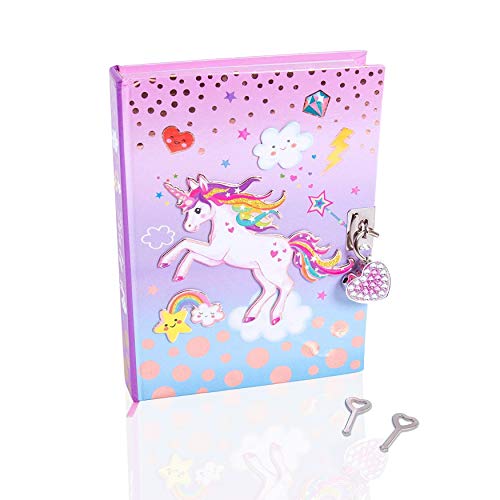 Unicorn Secret Diary With Lock and Keys - Girls Journal Notebook With Heart Padlock 