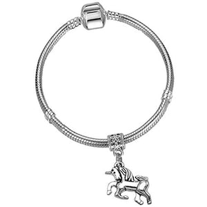 Beautiful Silver Starter Charm Bracelet with Silver Unicorn and Gift Box | Gift Idea Girls 
