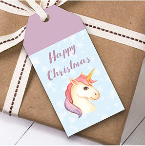 Blue Unicorn Christmas Gift Tags