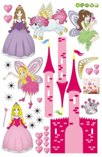 Wall Stickers Art Large Fairy Princess Unicorn & Castle Home Deco Wall Stickers