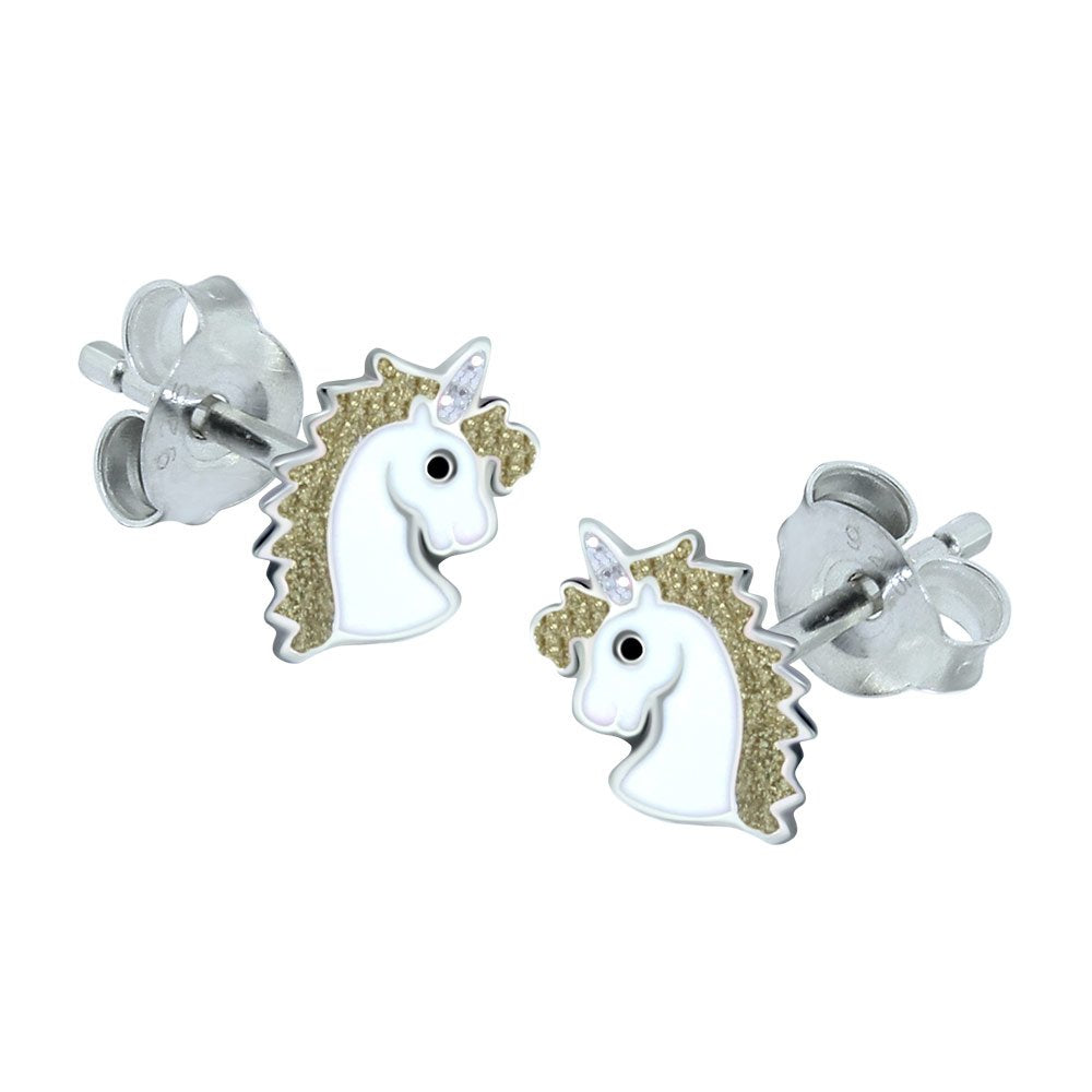Katy Craig, Unicorn Earrings, Sterling Silver - Golden Sparkle Gift