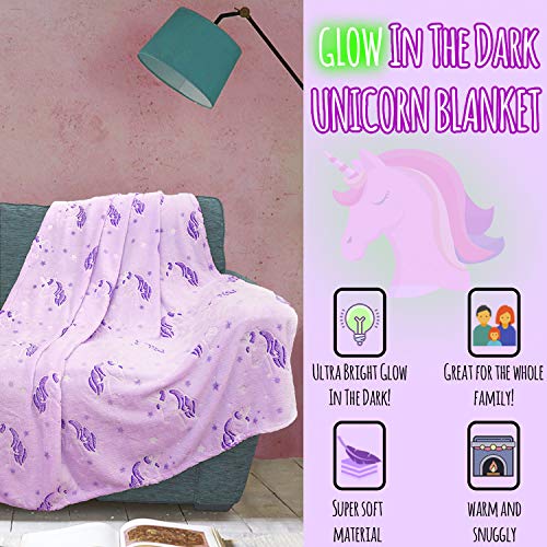 Unicorn Blanket Purple Glow In The Dark