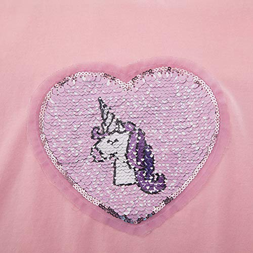 TTYAOVO Girls Cotton Unicorn T-Shirt,Kids Short Sleeve T-Shirt Cute Unicorn Printing Tee Size 5-6 Years Unicorn-Heart