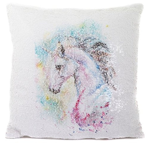 Pastel Sequin Design Unicorn Cushion 