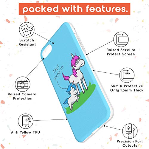 Funny Unicorn Phone Case for iPhone 7 Plus/for iPhone 8 Plus | Clear Ultra Slim Lightweight Gel Silicone TPU Protective Cover | Pastel Fantasy Tag Love Cartoon