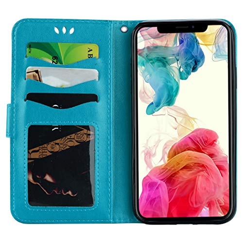 iPhone X Case, iPhone XS Case, Ailisi [Rainbow Unicorn] Premium Leather Flip Wallet Phone Case Anti-Scratch Magnetic Protective Cover with TPU Inner, Card Slots, Folding Stand–iPhone X/XS, Blue