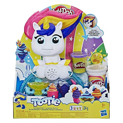 Play-Doh Tootie The Unicorn Ice Cream Set with 3 Non-Toxic Colors Featuring Play-Doh Color Swirl Compound