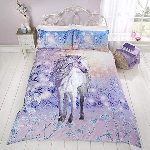 Magical Unicorn Quilt Duvet Cover Bed Set | Purple | Single