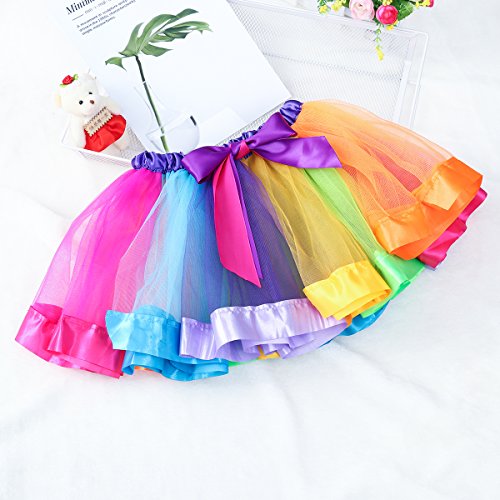 Tinksky Girls Rainbow Unicorn Skirt Fancy Dress Party