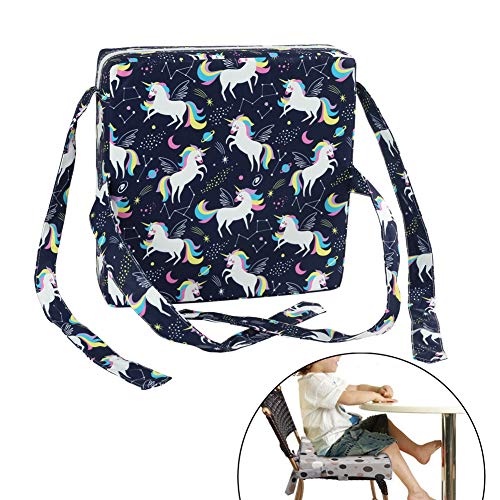 Unicorn Baby Booster Seat | Highchair Booster Cushion Mat with Straps (Dark Blue Pegasus)