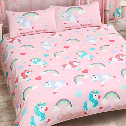 I Believe In Unicorns | Double Duvet Cover And Pillowcase Set | Pink Bedding 