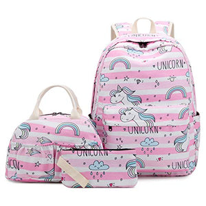 Pink and White Stripe unicorn backpack