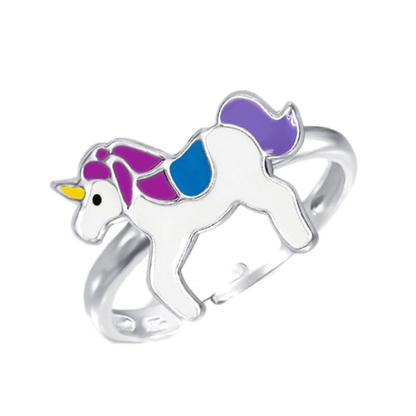 Sterling Silver Unicorn Kids Unicorn Ring - Purple