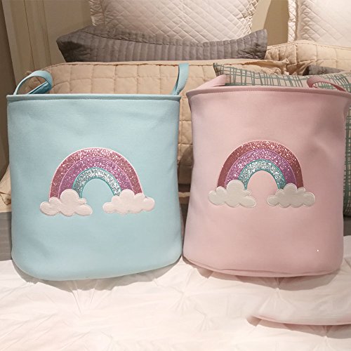 Auidy_6TXD Unicorn Laundry Storage Basket, Large and Cute Waterproof Toy Storage Basket Toy Organizer, Foldable & Portable Laundry Storage Bag for Office, Bedroom, Clothes (Pink)