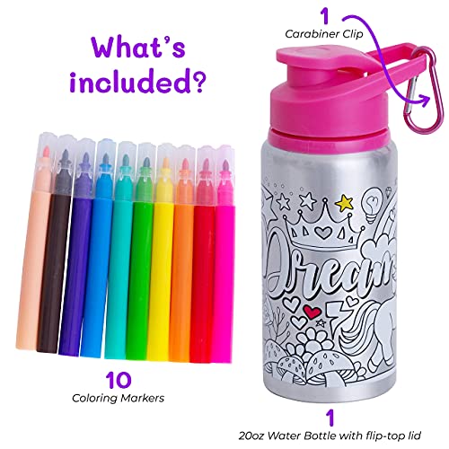 Colour Your Own Water Bottle | With Stickers | Unicorn Stickers | Gift Idea 