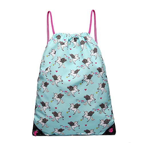 Unicorn Drawstring Swim Gym PE Sports Shoulder Bag (Blue)