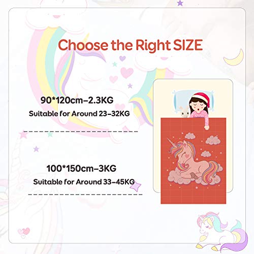Kids Unicorn Fleece Weighted Blanket | 3 KG | 100 x 150 CM | Pink
