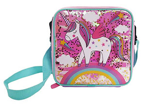 Glitter Confetti Unicorn Lunch Bag, Polyester, Multi-Colour, 8 x 21 x 21 cm | Pink, Multicolour