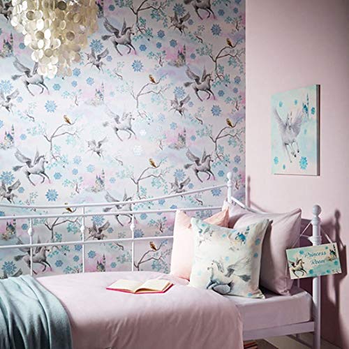 Pretty Unicorn Glittered Wallpaper For Bedroom, Living Room