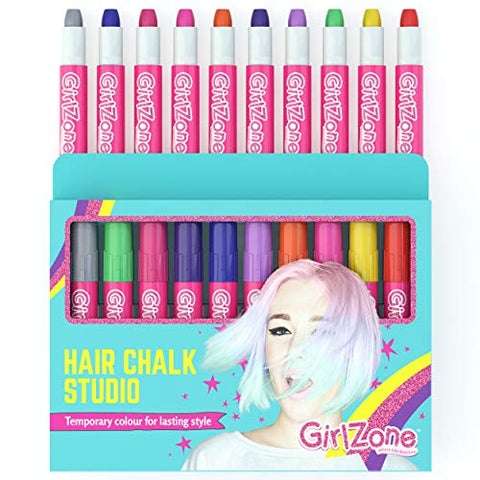 GirlZone: Rainbow Unicorn Hair Chalk Set For Girls | Gift Idea