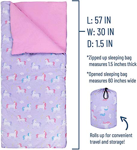 Kids Unicorn Design Sleeping Bag Lilac & Pink 